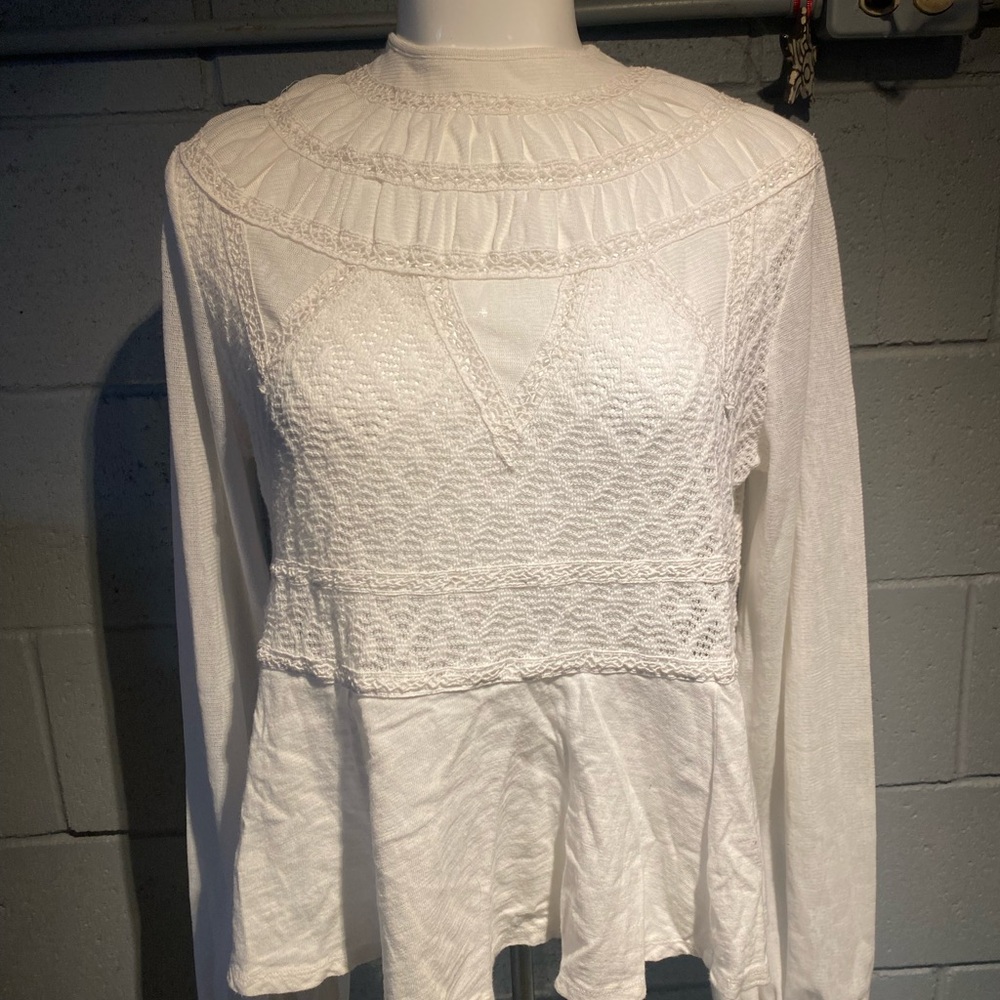 Free People White Textured Blouse